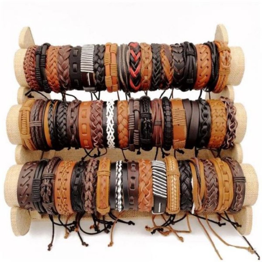 Leather Braided Bracelet Wristband set of 5 or 10